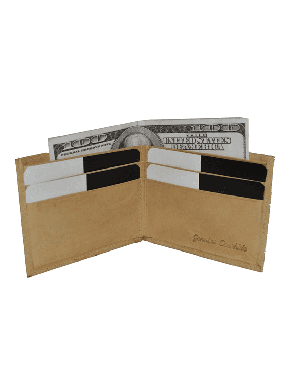 Men's Slimfold Wallet RFID Safe Bifold Genuine Leather ID Window