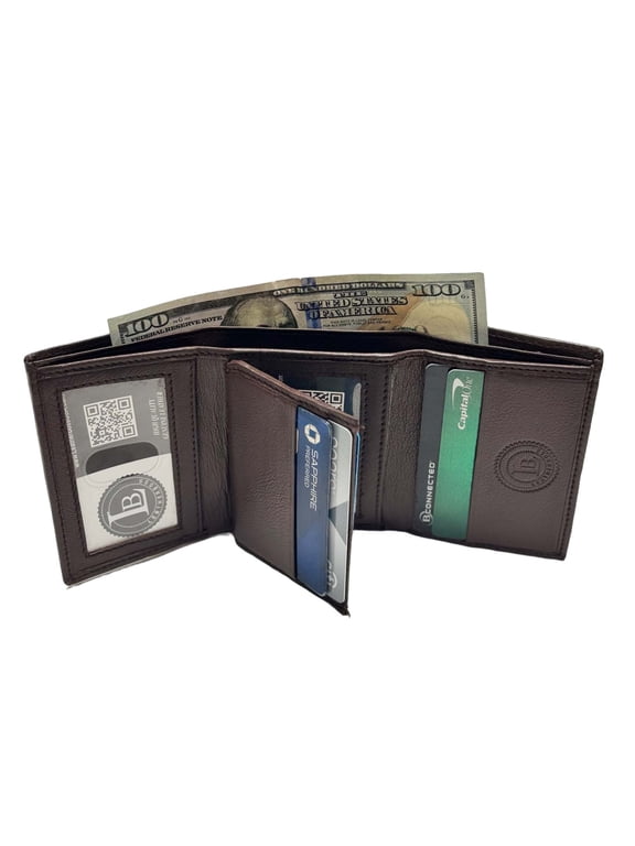 Mens RFID Blocking Hunter Leather Credit Card ID Trifold Wallet