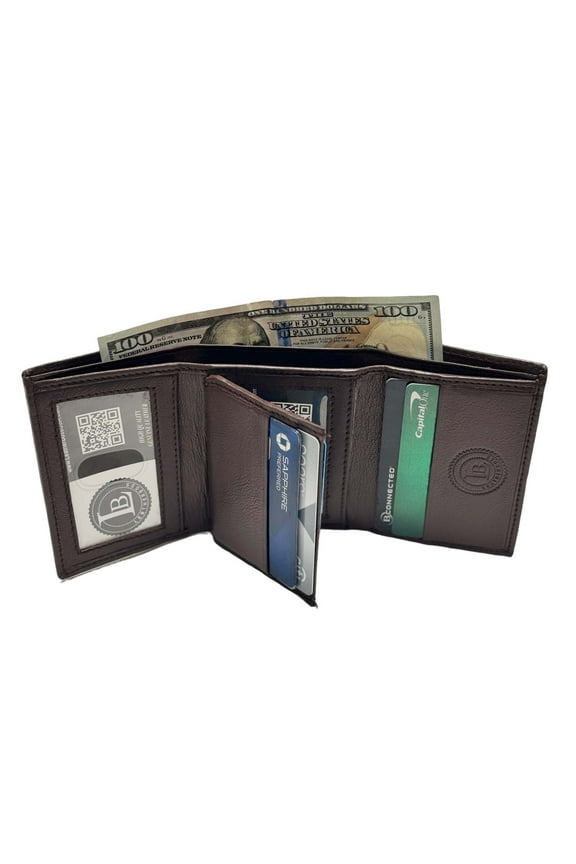 Mens RFID Blocking Hunter Leather Credit Card ID Trifold Wallet