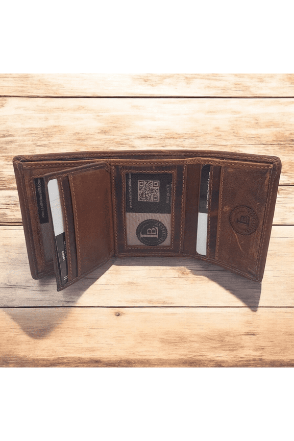 Mens RFID Blocking Hunter Leather Credit Card ID Trifold Wallet