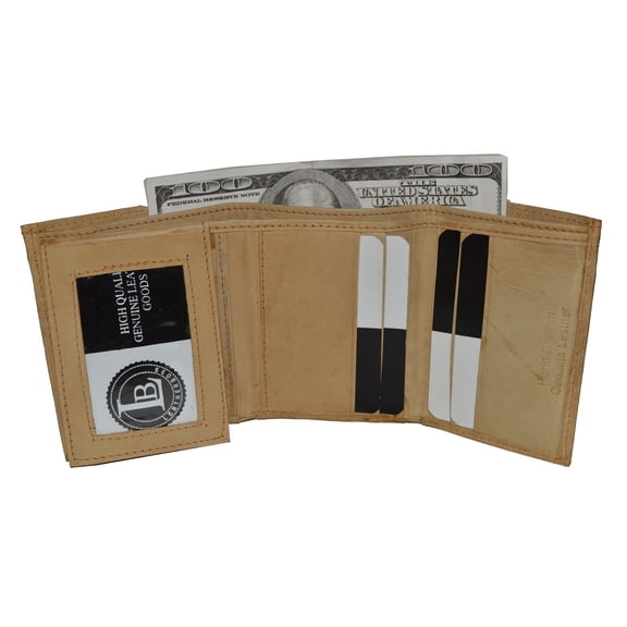 Leatherboss Mens Trifold wallet with removable flap by Leatherboss