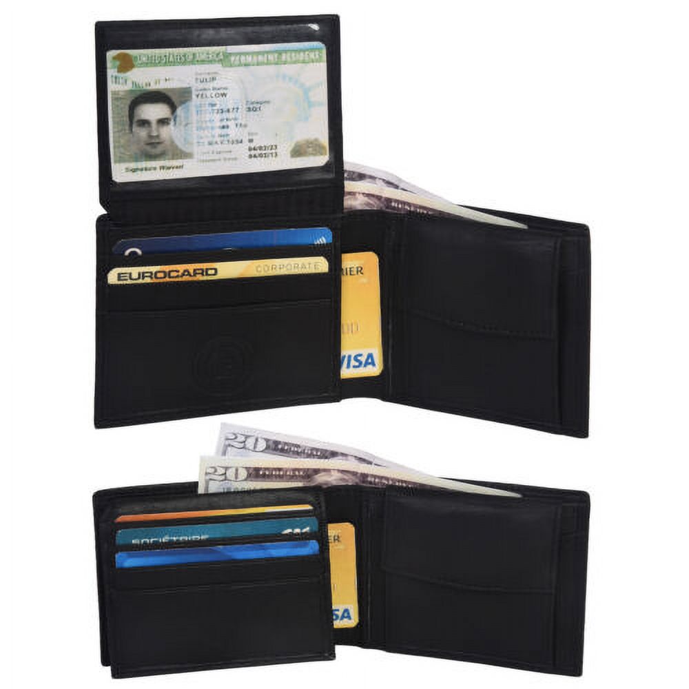 Leatherboss Genuine Leather Slim Wallet For Men – Credit Card Holder, ID Slot, Money Pocket, Black