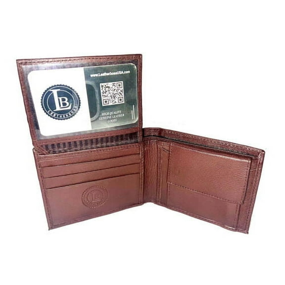 Leatherboss Minimalist Wallet Card Case with Coin Pocket - High Quality Leather, Dark Borwn