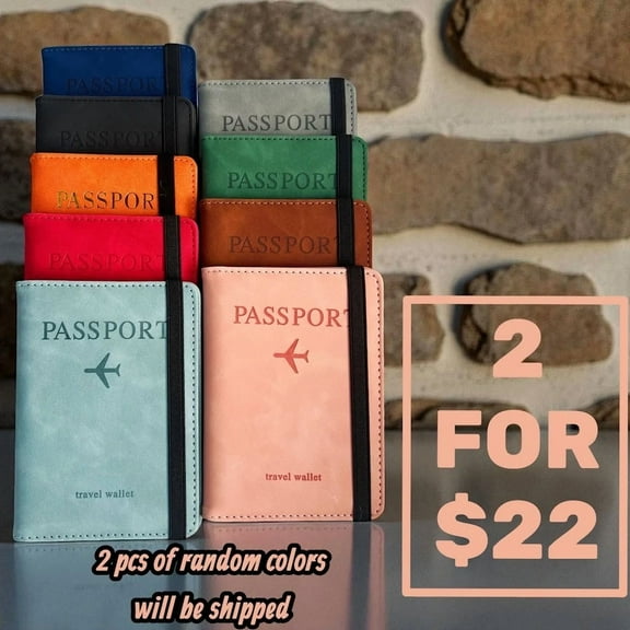 Leatherboss Passport Holder RFID, Card Slots, Travel Wallet with Band Strap