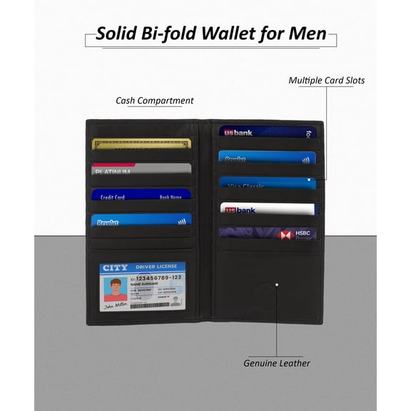 Leatherboss RFID Blocking Genuine Leather Bifold Credit Card ID Holder Wallet