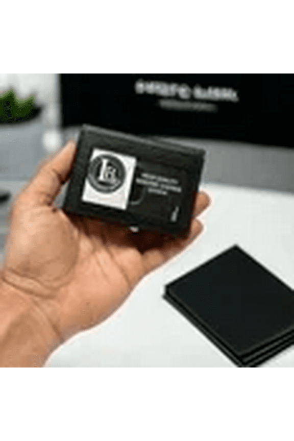 Slim Bifold Front Pocket Wallet With ID And Credit Card Holder Genuine Leather RFID Blocking Black