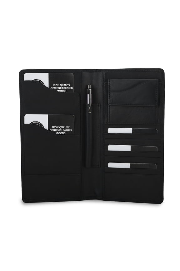 Travel Passport Wallet Boarding pass ticket holder Genuine Leather, Black