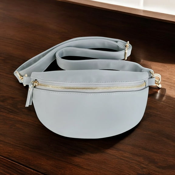 Leatherboss Women's Adjustable Strap Vegan Leather Crossbody Bag, Gray