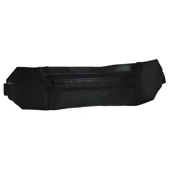 Leatherboss Unisex Ultra Slim Money Belt Fanny Pack, Black