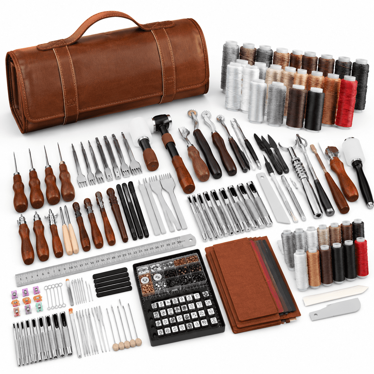 Stamp Making Tools Leathercraft Tooling Kit with Engraving Mat, Stamping Tools, and ...