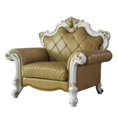 thumbnail image 1 of Leatherette Chair with Diamond Stitching and Carvings White and Beige, 1 of 4