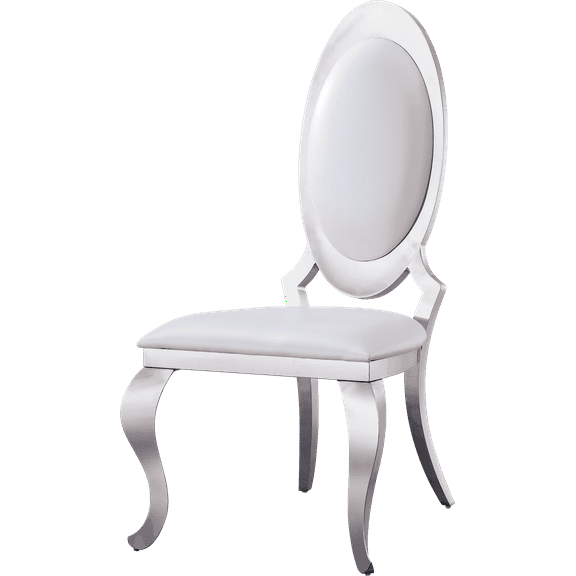Leatherette Dining Chair with Oval Backrest Stainless Steel Legs