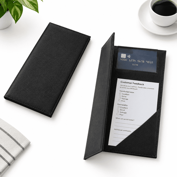 Leatherette Guest Check Presenters Set of 20, 5.5 x 10 Inches, Water-resistant Server Books