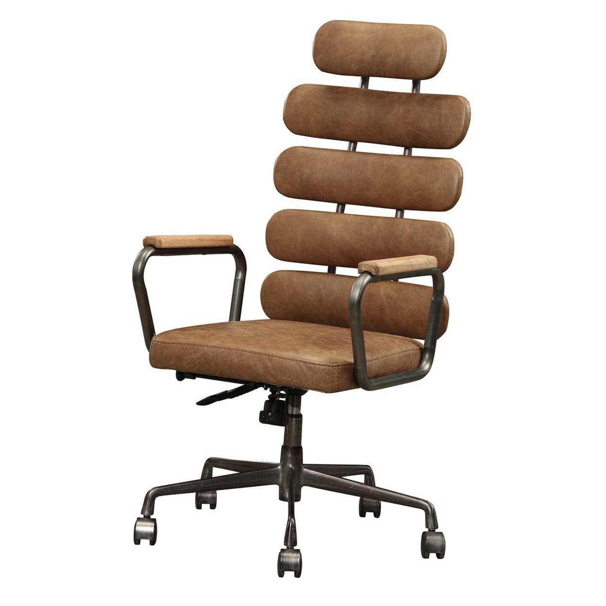 Retro Brown Top Grain Leather High Back Swivel Office Chair