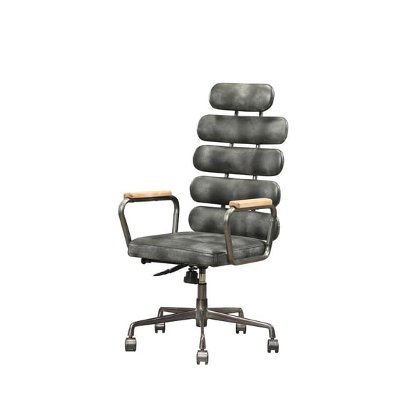 Acme Furniture Calan Swivel Office Chair Vintage Black Top Grain Leather