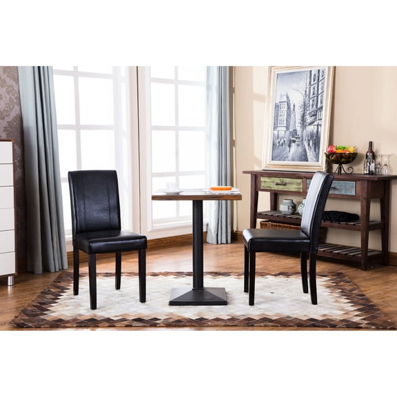 Black Leatherette Parson Chair / Multiple Room Use / Durable Solid Wood Design