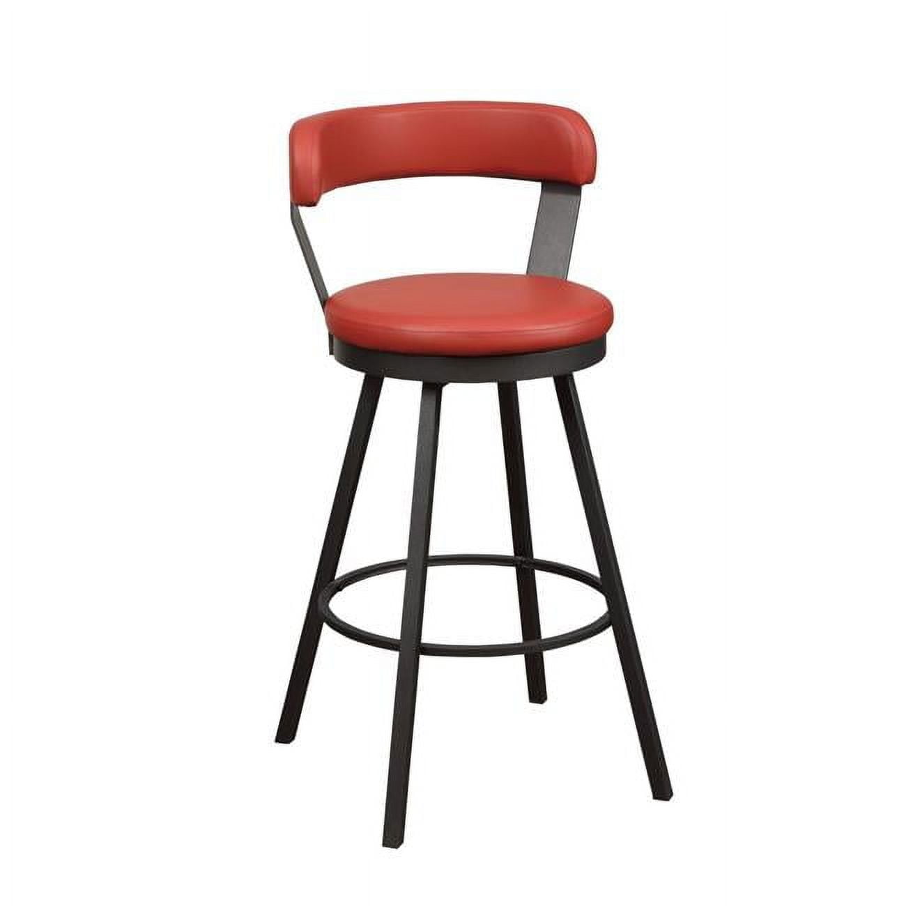 Gray Leather Swivel Bar Stool with Metal Base