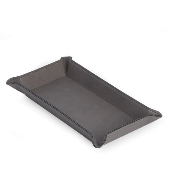 Leatherette Rectangular Valet Tray, Grey