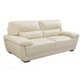 thumbnail image 1 of Leatherette Sofa with Attached Waist Pillow and Diamond Pattern, Cream, 1 of 5