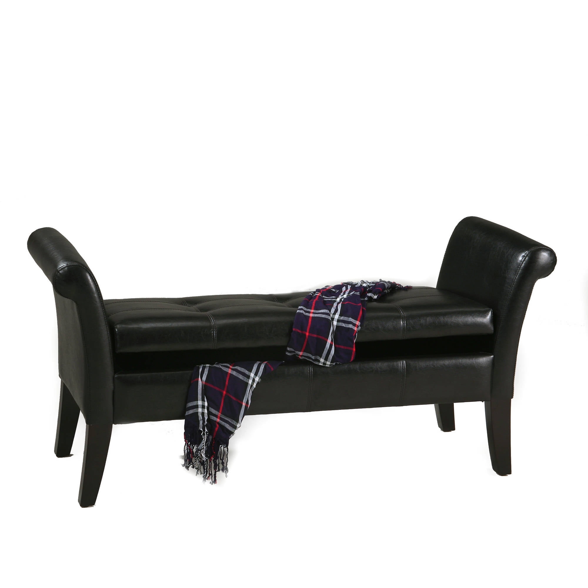 Leatherette Storage Bench, Espresso
