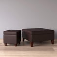 thumbnail image 1 of Leatherette Tufted Square Storage Ottoman with Hinged Lid, Brown, 1 of 8