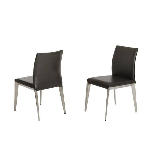 Benjara BM211209 Leatherette Upholstered Dining Chair with Metal Legs - Gray - Set of 2