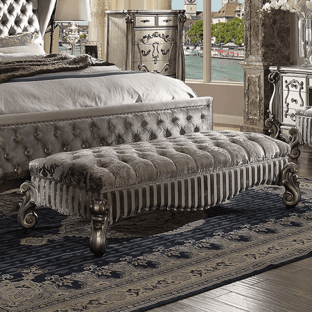Acme Versailles Bench Fabric & Antique Platinum