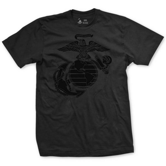 Leatherneck For Life Black Out Eagle Globe and Anchor T-Shirt