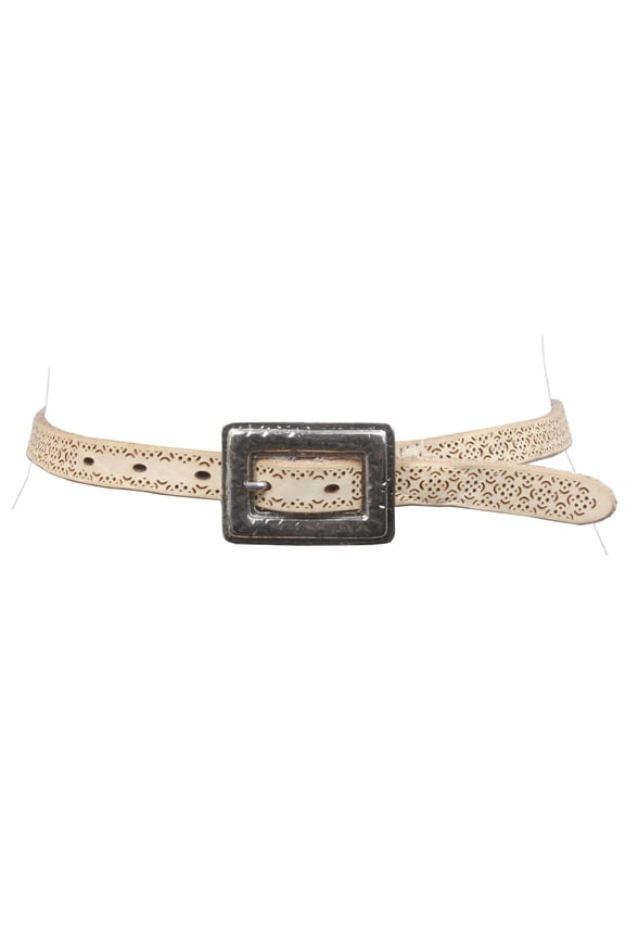 Leatherock Perforated Leather Belt With Rectangular Buckle