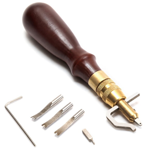 Leatherworking Tool Kit, Wooden Handle Swivel Knife, Stamping Set for DIY Crafts, Leather Supplies, Crafting Accessories