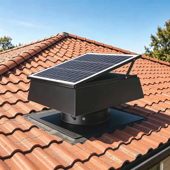 Leavader 12" Adjustable Solar Powered Roof Vent Fan 40W Dual Power Attic Exhaust Fan with Remote 3-Speed Control Auto Start Above 25°C for Attic Garage Warehouse 1200 CFM MPPT Controller