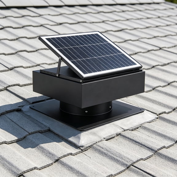 Leavader 14" Adjustable Solar Powered Roof Vent Fan 60W Dual Power Attic Exhaust Fan with Remote 3-Speed Control Auto Start Above 25°C for Garage Warehouse 2500 m³/h MPPT Controller