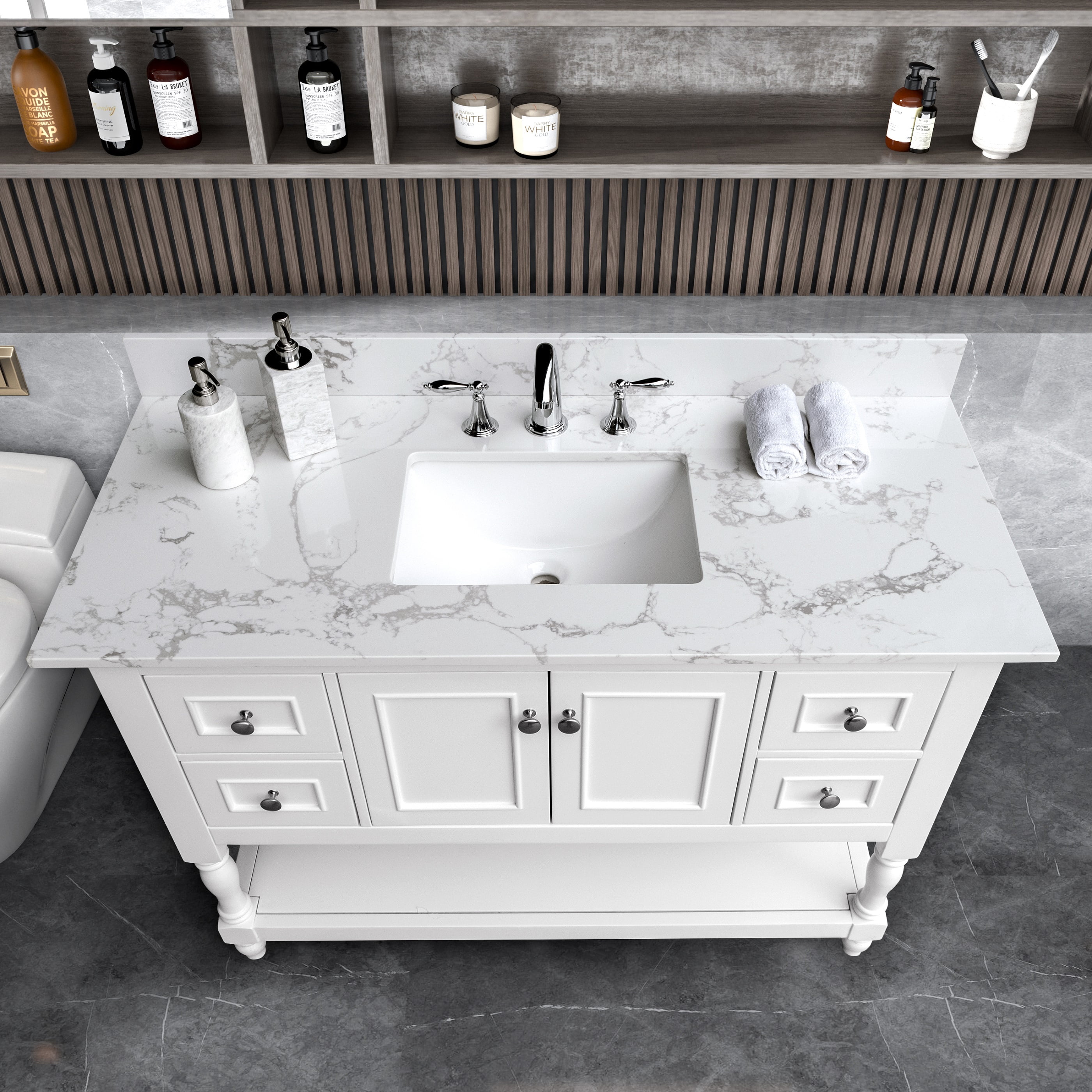 Leavader Carrara White Engineered Stone 43x22 Leavader Carrara White Engineered Stone 43x22