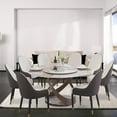 thumbnail image 1 of Leavader 59" Round Kitchen Dining Table, Sintered Stone Dining Room Table Set with Carbon Steel Base with a Double-layered Top, 8 Chairs Included, 1 of 9