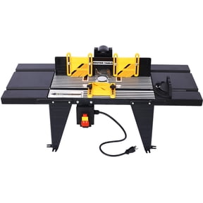 Leavader Electric Benchtop Router Table Wood Working Tool with Adjustable Fence & Miter Gauge, Aluminum Alloy Main Table, Woodworking Router Table Station for Up to 6" Router Base Plate,Black