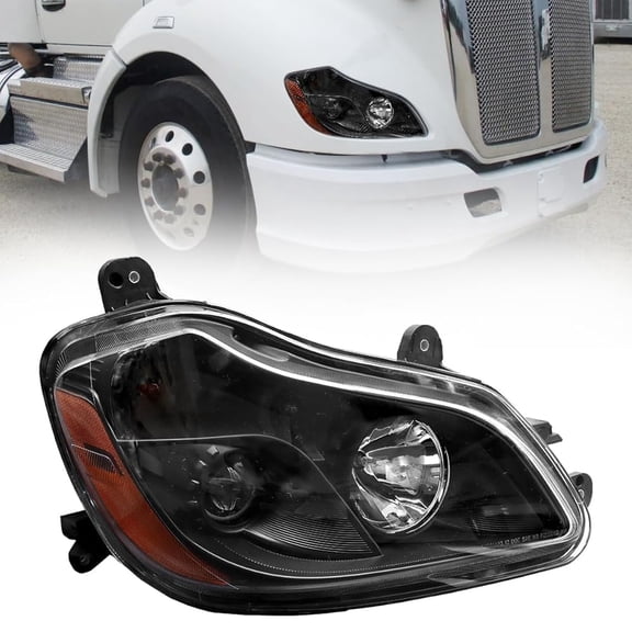 Leavan Black Headlight Assembly Passenger Side for 2013-2021 Kenworth T680