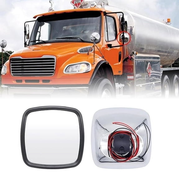 Leavan Wide Angle Mirror Chrome Heated 2003-2015 For M2 Columbia Freightliner LH&RH 1PC