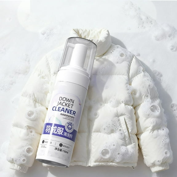 Leave In Down Jacket Cleaner 150ml | No Wash Water-Free Laundry Detergent | Quick Apply | Fast Stain Remover for Polyester Blended Fabrics Clothes | 1 Bottle Included