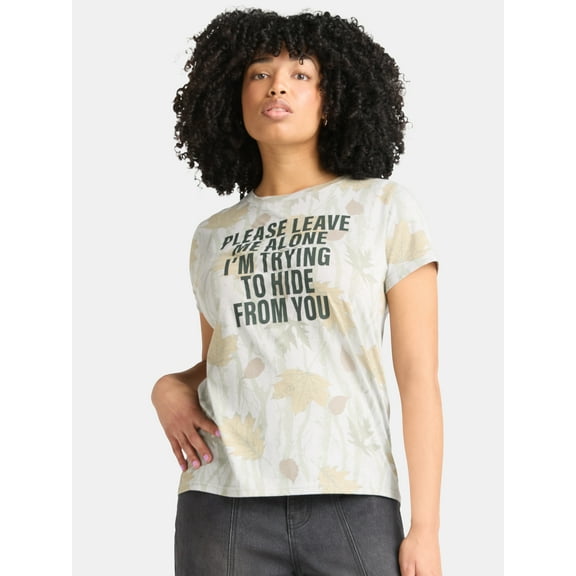 Leave Me Alone Women's Graphic Tee with Short Sleeves, Sizes XXS-XXL