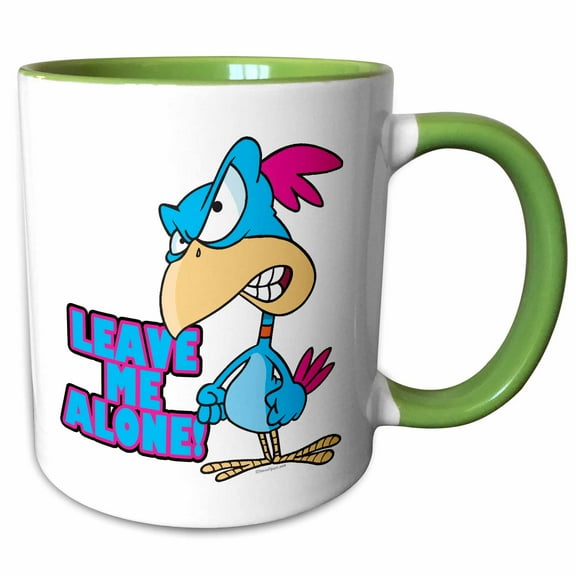 3drose, Leave Me Alone Grumpy Silly Bird, 15oz Two-tone Green Mug