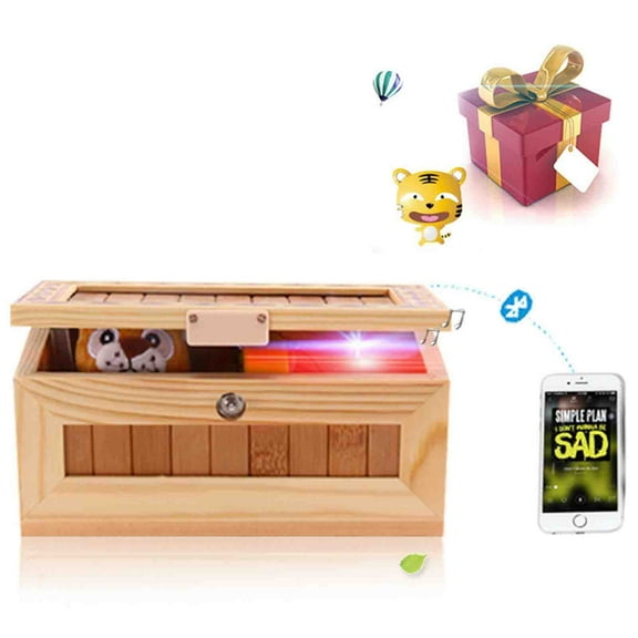 "Leave Me Alone" Surprise Box with Cute Tiger Design – Automatic Prank Machine & Decorative Novelty Item for Desk, Parties & Gifts,Yellow