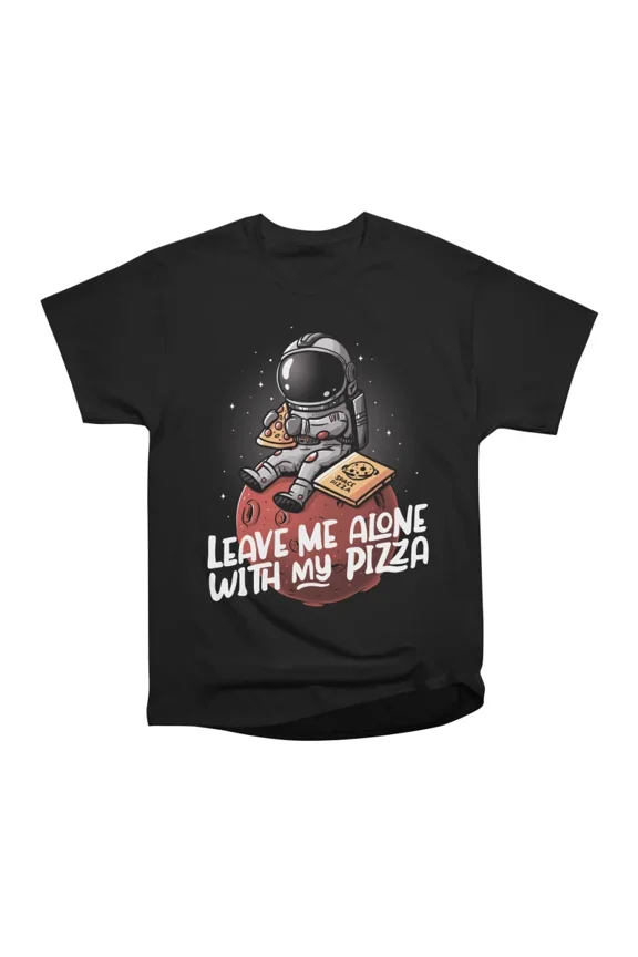 Leave Me Alone With My Pizza Funny Space Astronaut Gift T-Shirt Tee Gift For Him Merch For
