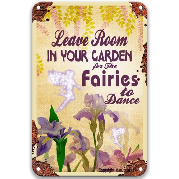 Leave Room In Your Garden For The Fairies To Dance Vintage Signs Bathroom Wall Decor Wall Decor Living Room Farmhouse Decor Tin Signs 12X8 Inch