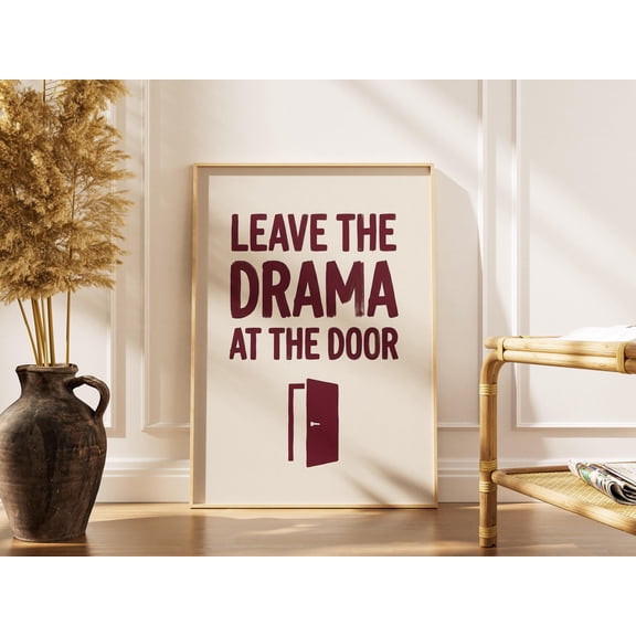Leave The Drama At The Door Print, Funny Entryway Wall Art, Retro Hallway Poster, Home Humor Decor , Poster Print Only