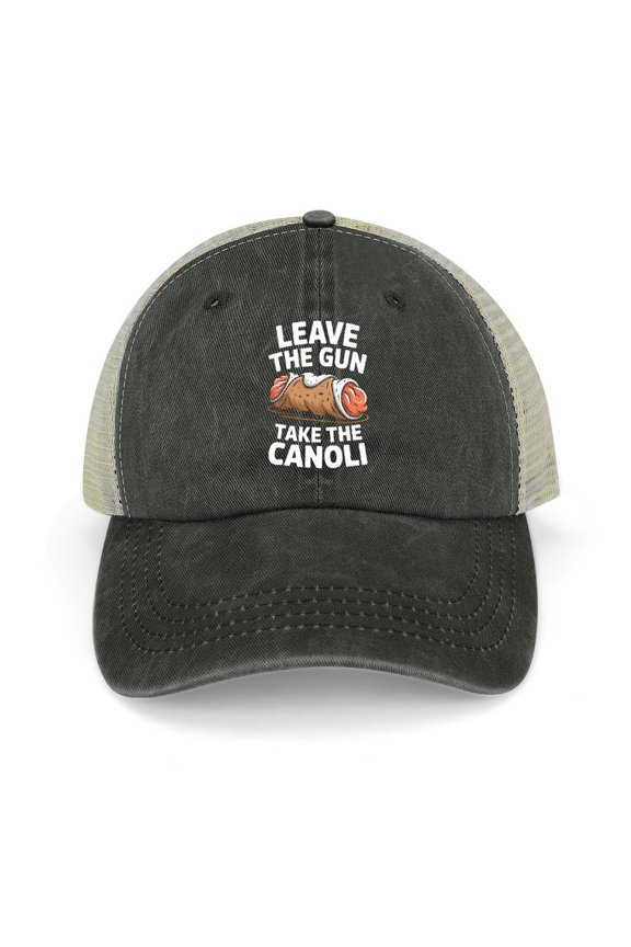 Leave The Gun, Take The Cannoli Black Hat Adjustable Funny Fashion Unisex Baseball Cap for Men Women