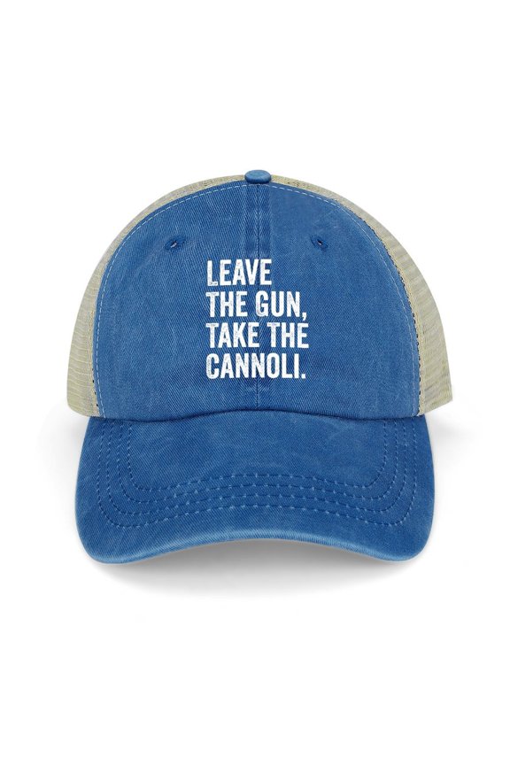 Leave The Gun, Take The Cannoli Dark Blue Hat Adjustable Funny Fashion Unisex Baseball Cap for Men Women