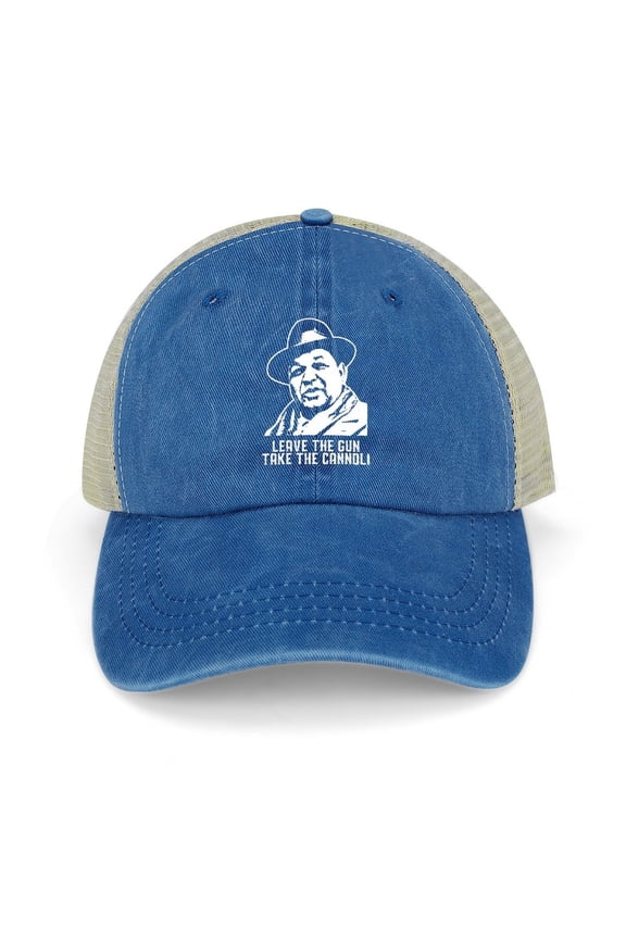 Leave The Gun, Take The Cannoli Dark Blue Hat Adjustable Funny Fashion Unisex Baseball Cap for Men Women
