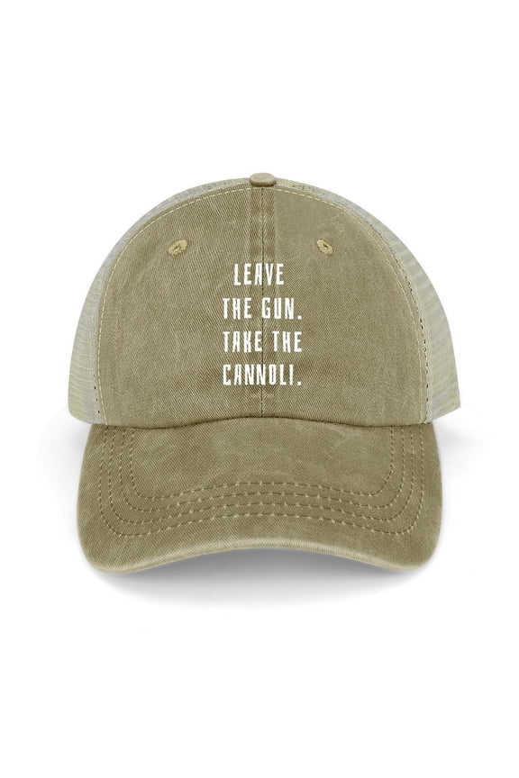 Leave The Gun, Take The Cannoli Khaki Hat Adjustable Funny Fashion Unisex Baseball Cap for Men Women