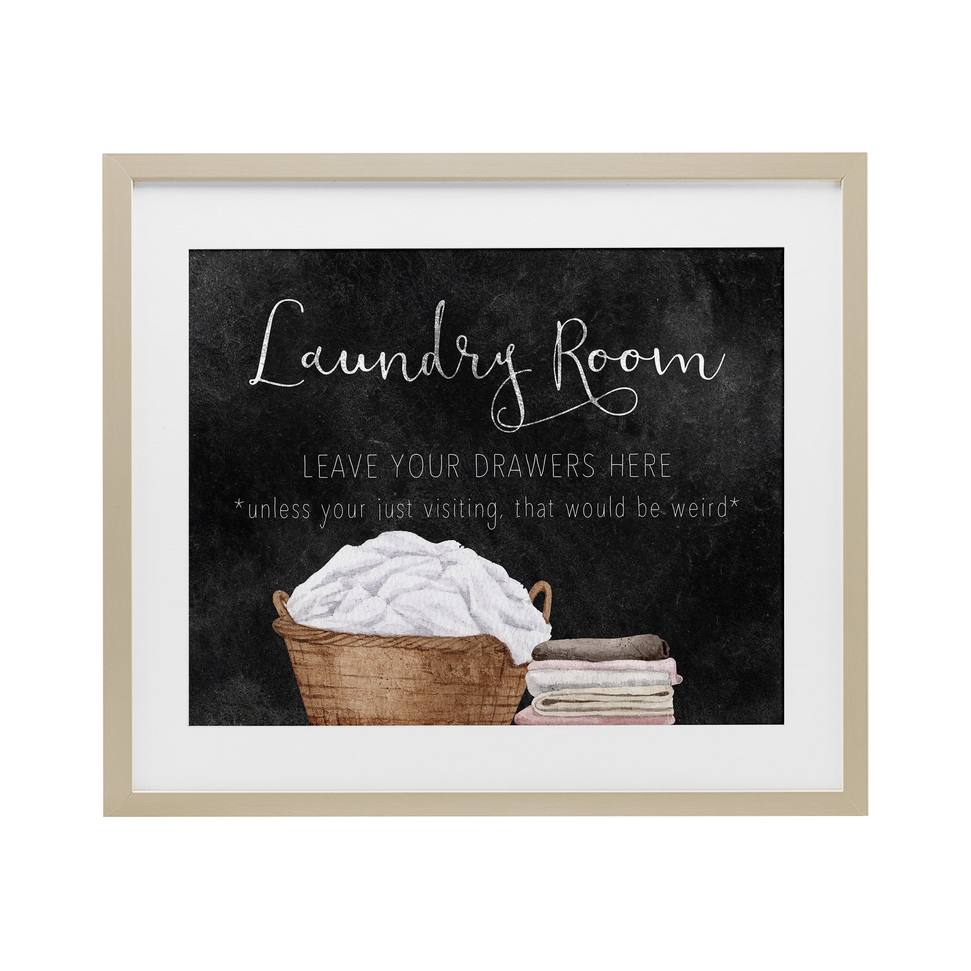 Leave Your Drawers Laundry Birch Framed Print Under Glass, design by Kim Allen
