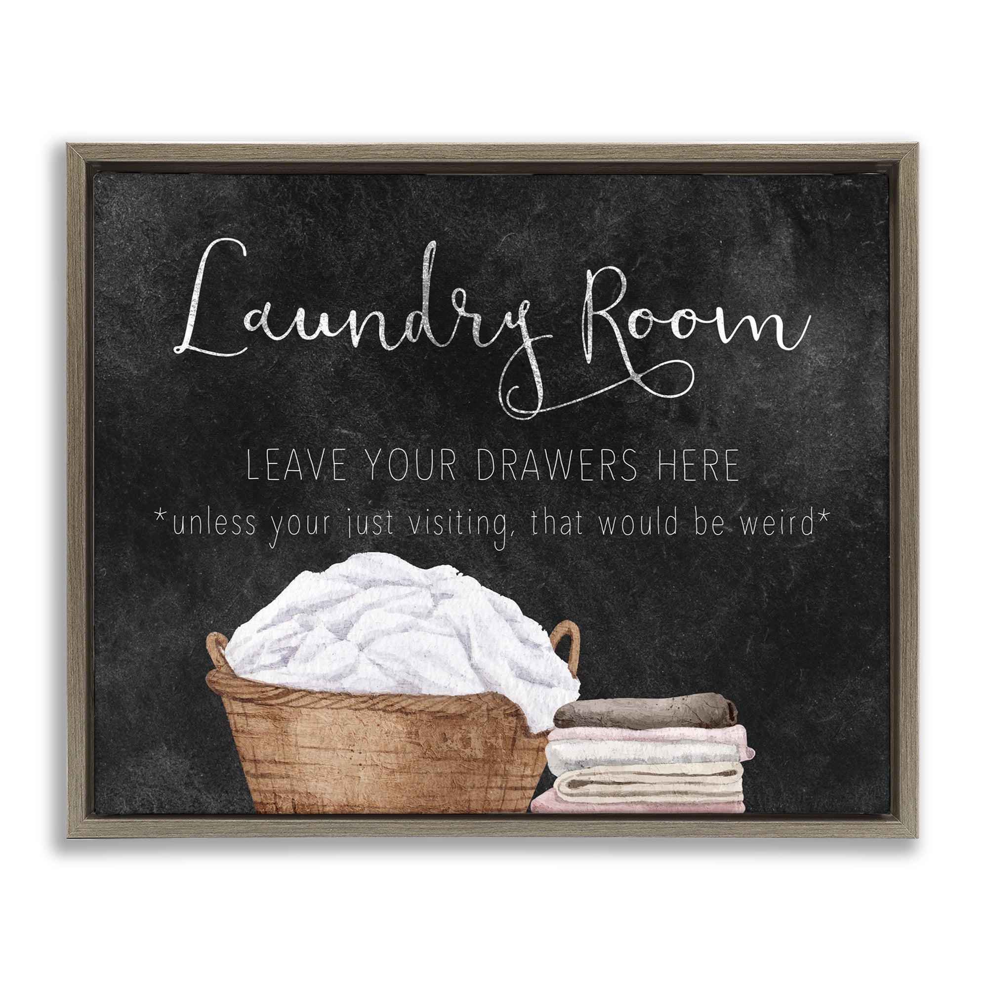 Leave Your Drawers Laundry Brown Framed Floater Canvas Wall Art, design by Kim Allen
